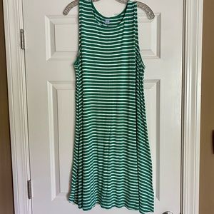 Old Navy green and white striped swing dress- size XL